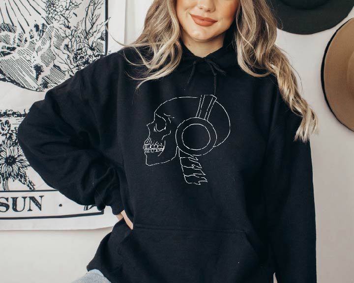 Skull with Headphones Unisex Heavy Blend™ Hooded Sweatshirt