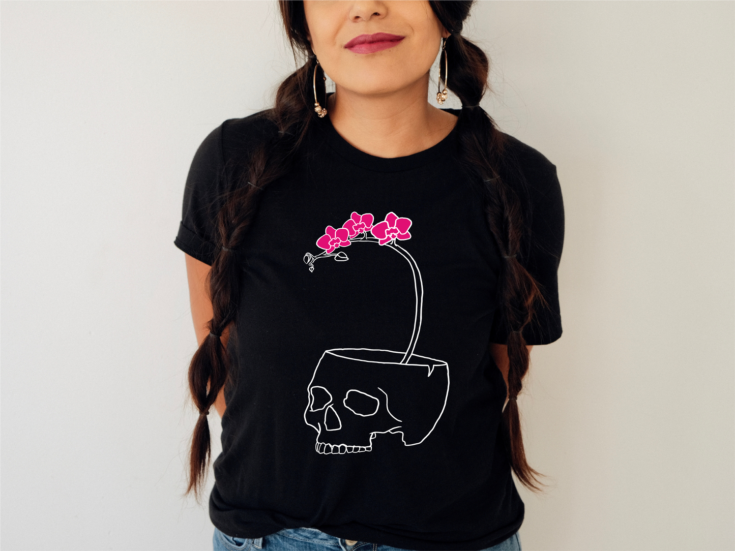 Skull with Orchid Unisex Jersey Short Sleeve Tee