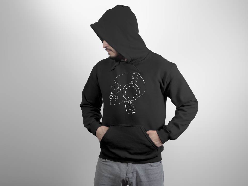 Skull with Headphones Unisex Heavy Blend™ Hooded Sweatshirt